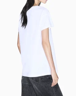 T-shirt Armani Exchange bianca in cotone con logo in rilievo sullo scollo