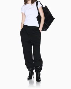 T-shirt Armani Exchange bianca in jersey di cotone elasticizzato con dettagli in maglia