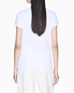T-shirt Armani Exchange bianca in jersey di cotone elasticizzato
