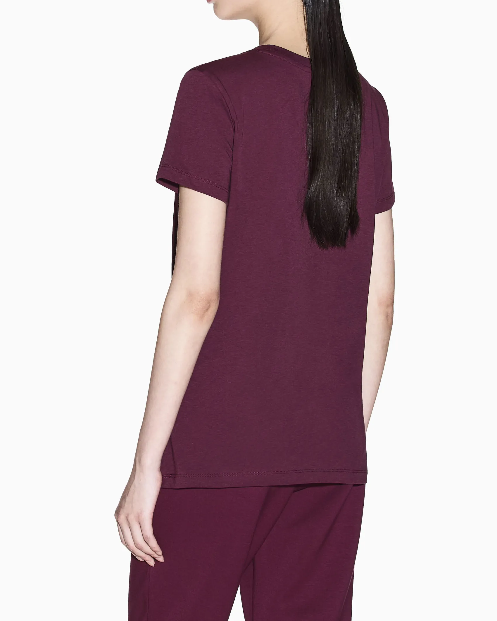 T-shirt Armani Exchange bordeaux in cotone con logo in rilievo