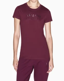 T-shirt Armani Exchange bordeaux in cotone