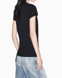 T-shirt Armani Exchange nera in cotone con logo in rilievo