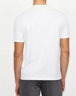 T-shirt bianca a mezza manica con logo ricamato tono su tono