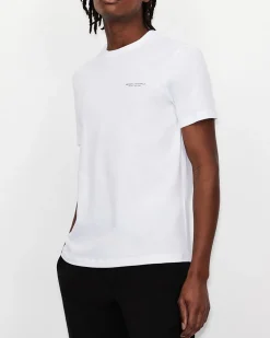 T-shirt bianca a mezza manica tinta unita con logo piccolo stampato sul petto
