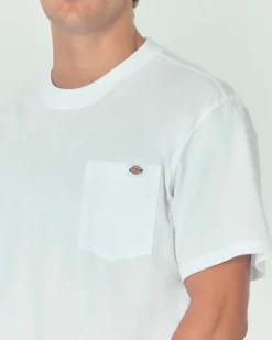 T-shirt bianca Dickies mezza manica in puro cotone con taschino sul petto