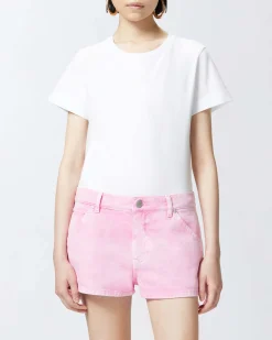 T-shirt bianca in cotone Pinko con logo ricamato tono su tono sul petto