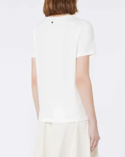 T-shirt bianca in cotone stretch Weekend Max Mara con maniche corte