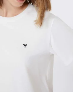 T-shirt bianca in cotone Weekend Max Mara a maniche corte con micrologo a contrasto
