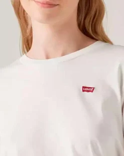T-shirt bianca Levi's® in cotone con micro logo Batwing ricamato sul petto