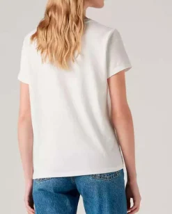 T-shirt bianca Levi's® in cotone con micro logo Batwing ricamato sul petto