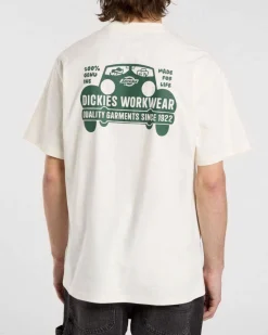T-shirt bianca mezza manica Dickies con stampa vintage automobilistica sul retro