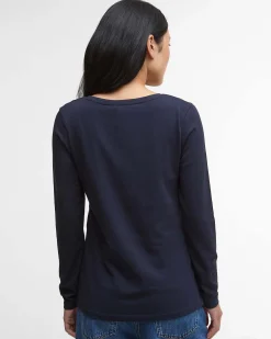 T-shirt blu Barbour in cotone stretch con stampa cane e stivali per la piogga