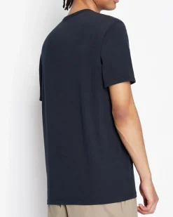 T-shirt blu in cotone con logo rete AX