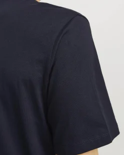 T-shirt blu regular-fit in puro cotone con stampa maxi logo frontale