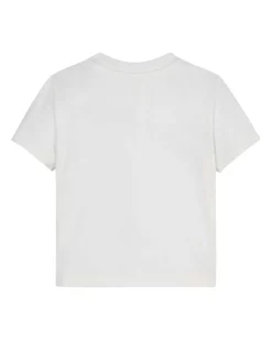 T-shirt Calvin Klein bianca in cotone stretch a maniche corte con stampa logo nero