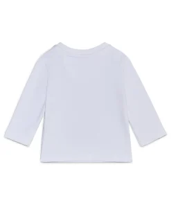 T-shirt Calvin Klein bianca in cotone stretch a maniche lunghe logata