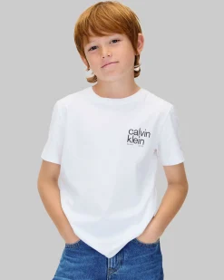 T-shirt Calvin Klein bianca in puro cotone con scritta logo nera