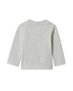 T-shirt Calvin Klein grigia in cotone stretch a maniche lunghe e logo monogram