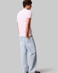 T-shirt Calvin Klein Jeans rosa in cotone con stampa logo sul petto