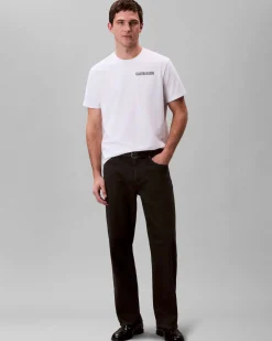 T-shirt Calvin Klein Jeans bianca in cotone con logo stampato sul petto e maxi grafica sul retro