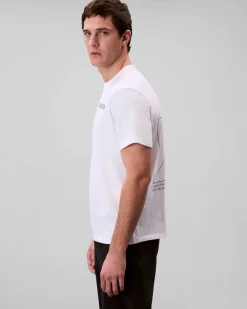 T-shirt Calvin Klein Jeans bianca in cotone con logo stampato sul petto e maxi grafica sul retro