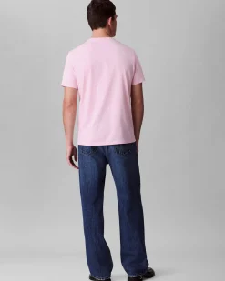 T-shirt Calvin Klein Jeans rosa in cotone con logo in rilievo