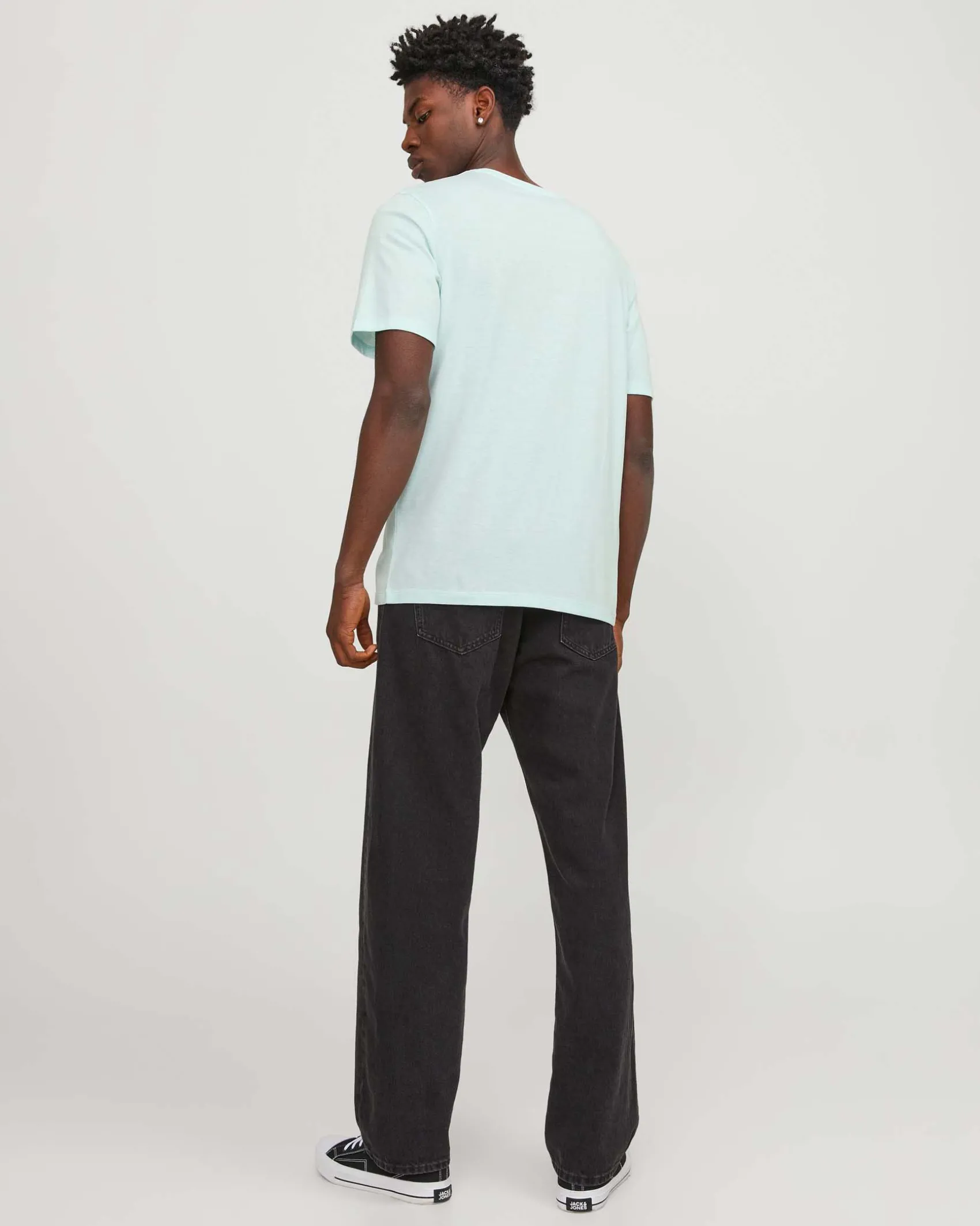 T-shirt color acqua regular-fit in puro cotone con stampa logo in stile college frontale