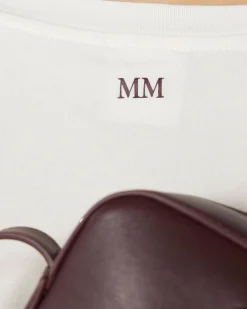 T-shirt color avorio in jersey di cotone stretch organico MM Max Mara a maniche corte