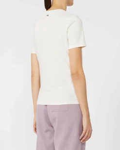 T-shirt color avorio in jersey di cotone stretch organico MM Max Mara a maniche corte