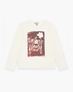 T-shirt Dixie a maniche lunghe in puro cotone biancacon stampa frontale