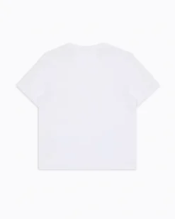 T-shirt EA7 bianca mezza manica in puro cotone con logo EA7 piccolo