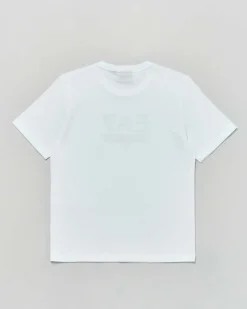T-shirt EA7 bianca mezza manica in puro cotone con logo EA7 nero