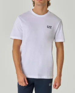 T-shirt EA7 bianca mezza manica in puro pima cotton