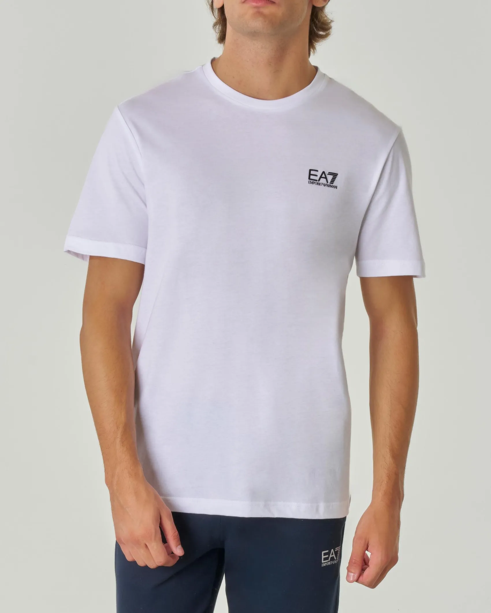 T-shirt EA7 bianca mezza manica in puro pima cotton