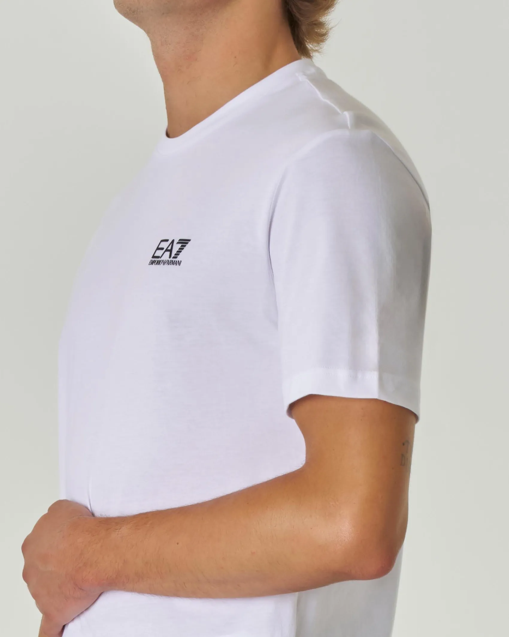 T-shirt EA7 bianca mezza manica in puro pima cotton