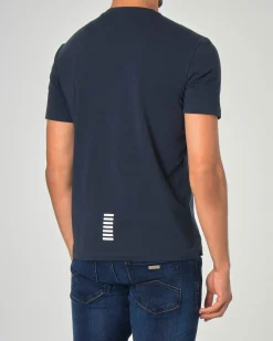T-shirt EA7 blu mezza manica in jersey di cotone stretch