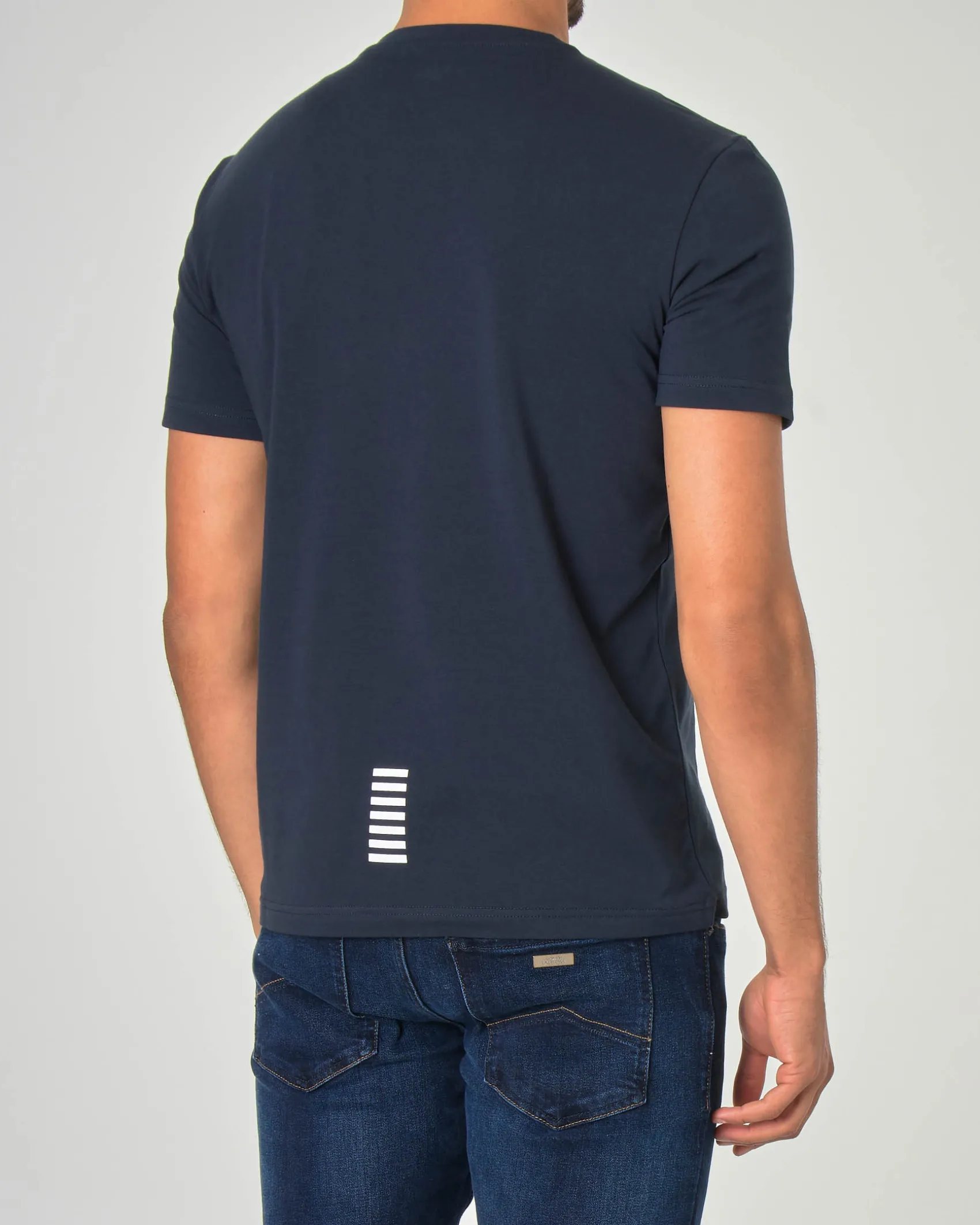 T-shirt EA7 blu mezza manica in jersey di cotone stretch