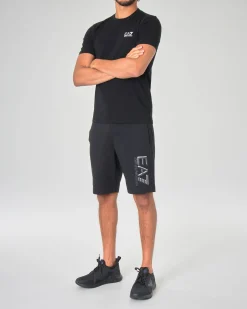 T-shirt EA7 nera mezza manica in jersey di cotone stretch