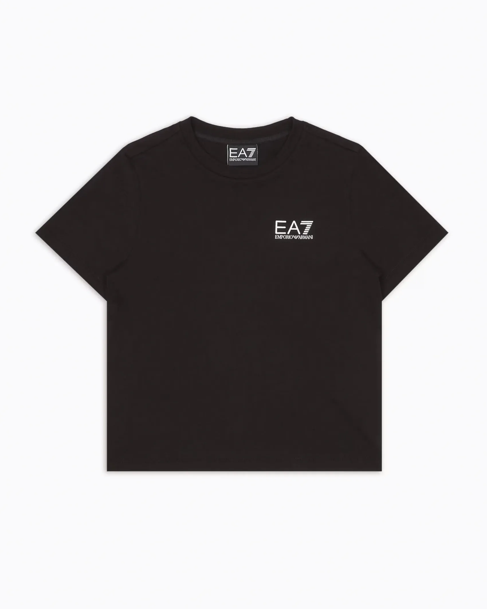 T-shirt EA7 nera mezza manica in puro cotone con logo piccolo