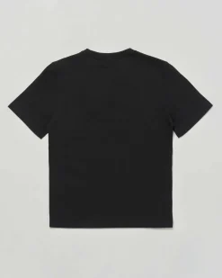 T-shirt EA7 nera mezza manica in puro cotone con logo EA7 verde