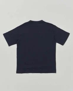 T-shirt Emporio Armani Junior nera in cotone a maniche corte con maxi stampa logo azzurra