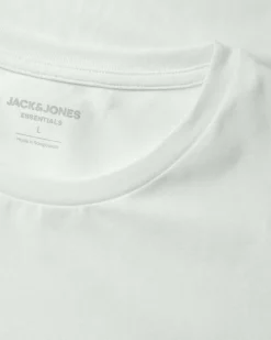 T-shirt girocollo bianca a tinta unita in jersey di cotone stretch a mezze maniche