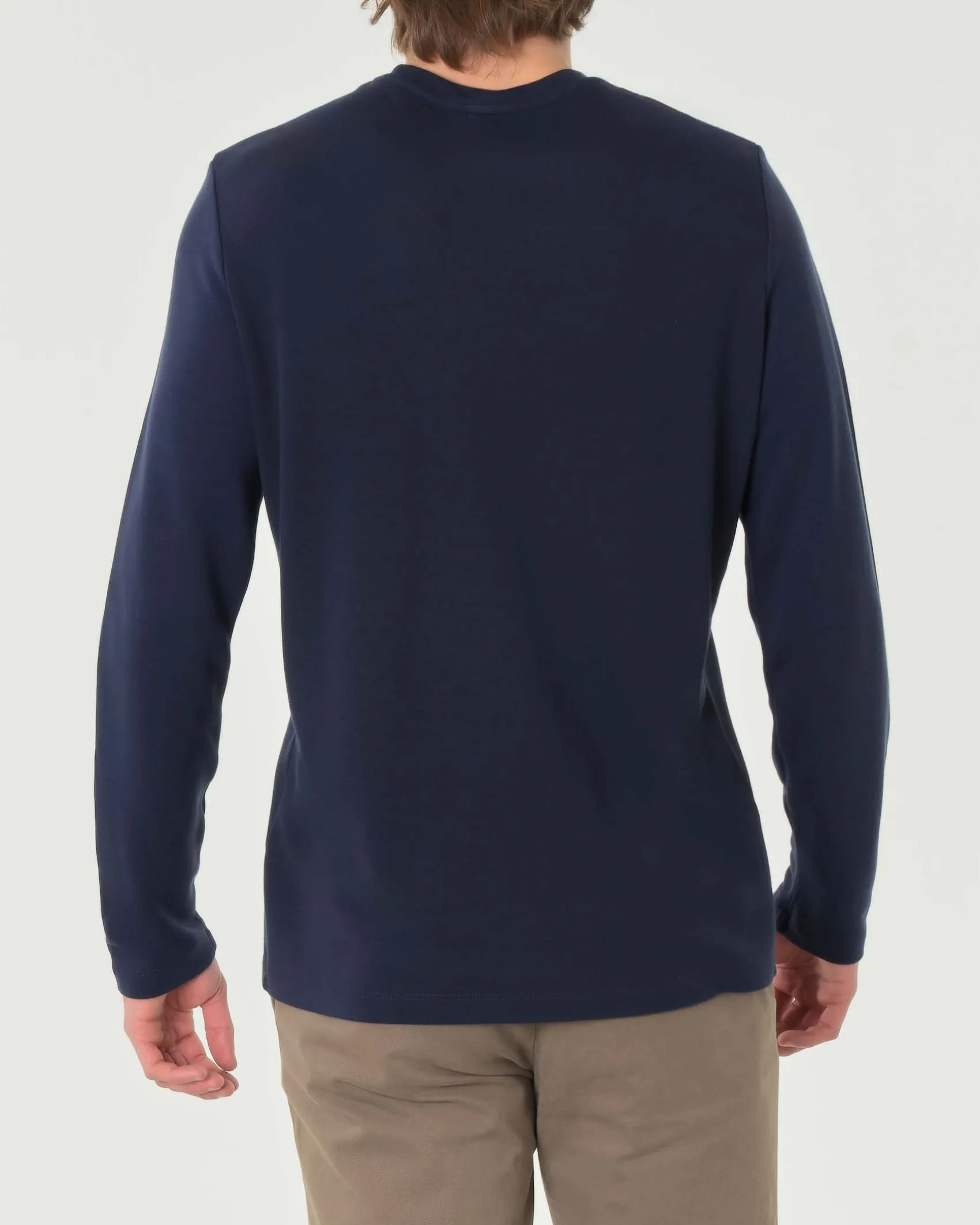 T-shirt girocollo Pellizzari blu a maniche lunghe in tessuto tecnico elasticizzato