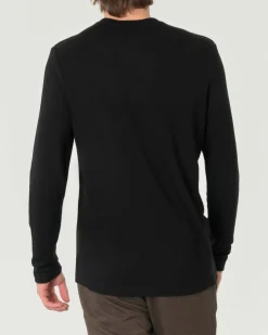 T-shirt girocollo Pellizzari nera a maniche lunghe in tessuto tecnico elasticizzato