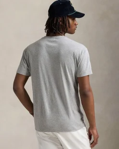 T-shirt grigia Polo Ralph Lauren custom slim-fit in puro cotone con Polo Bear stampato sul petto