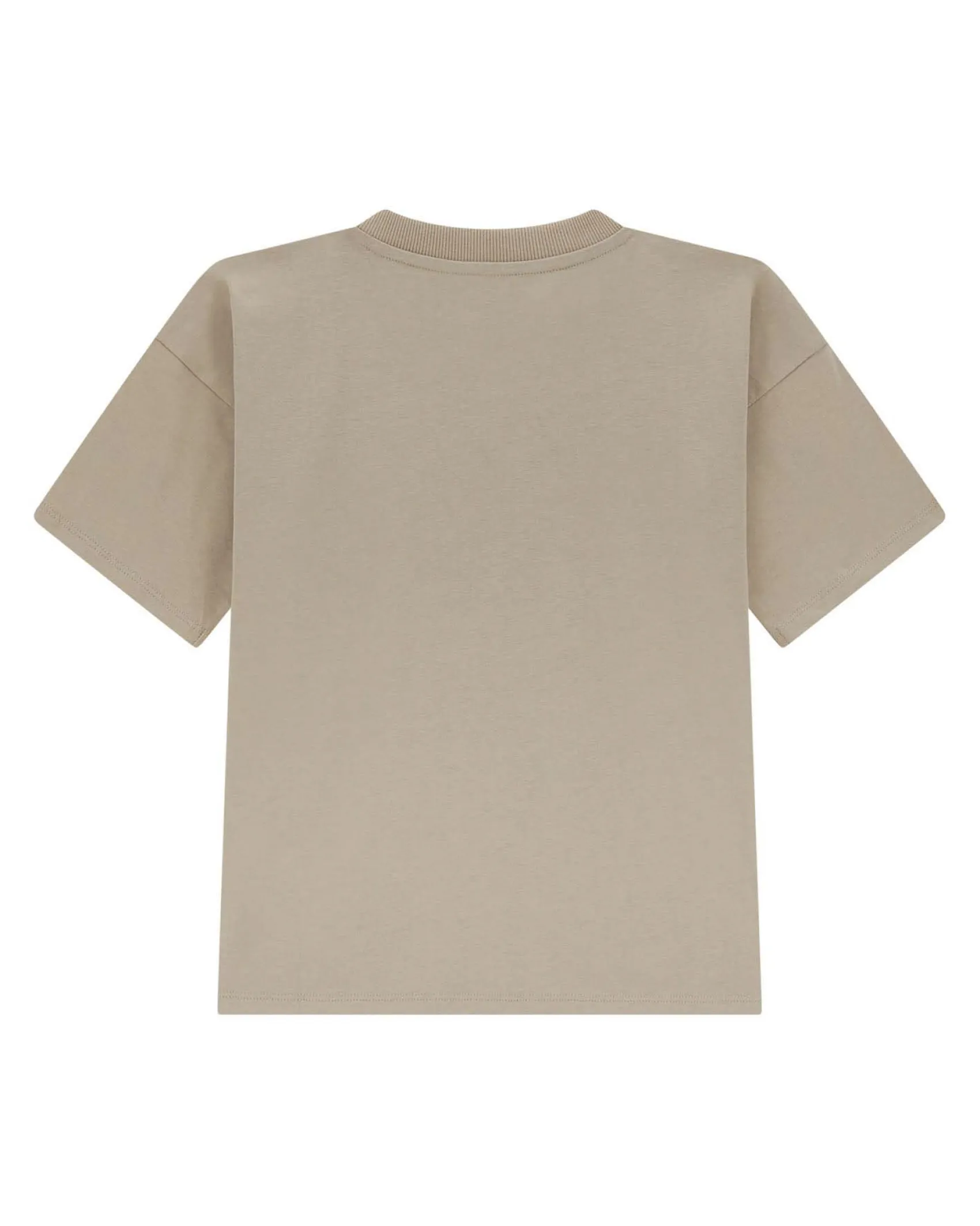 T-shirt Guess color sabbia mezza manica in puro cotone con placca logo