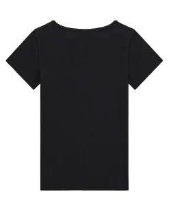 T-shirt Guess nera a costine in cotone stretch a maniche corte