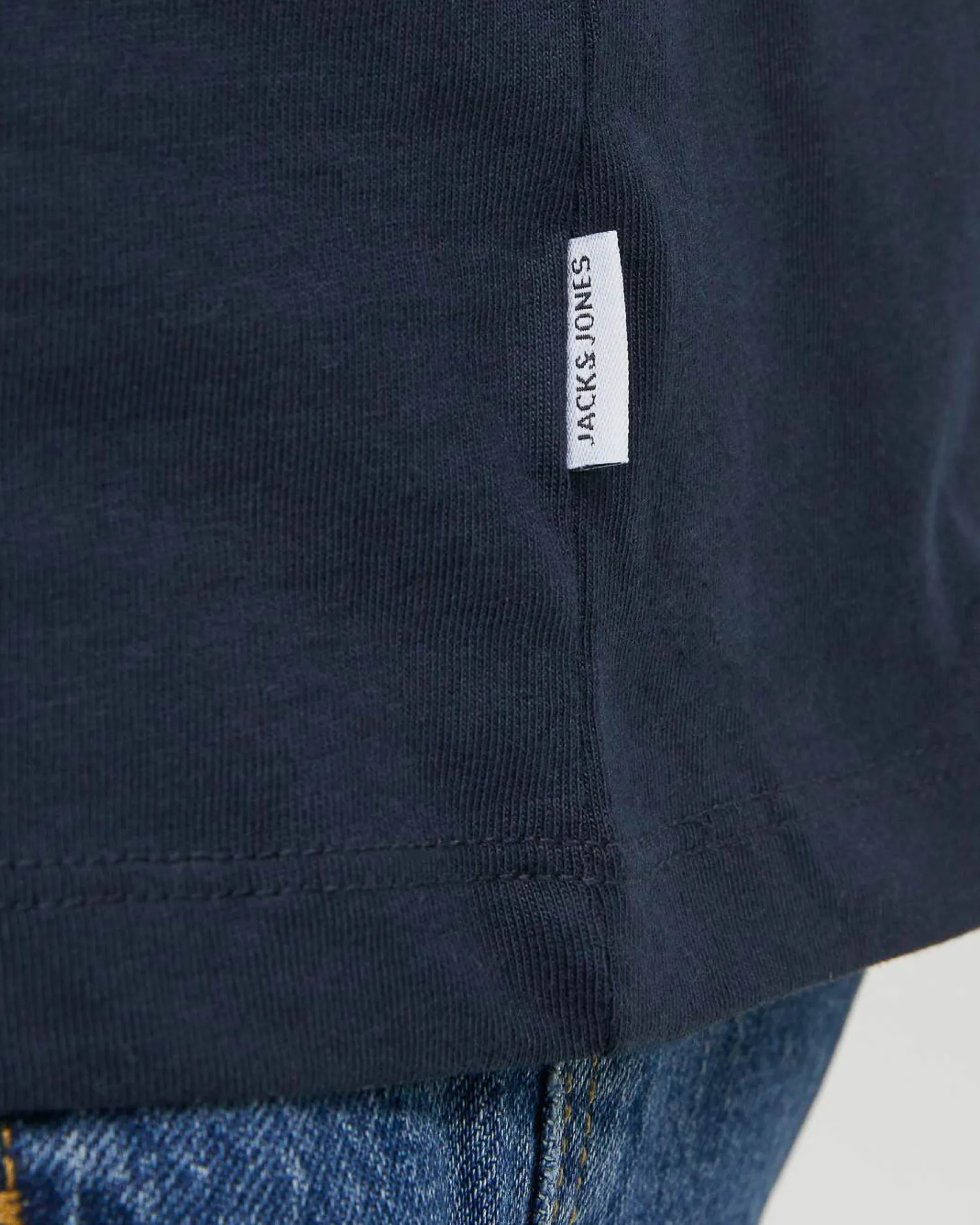 T-shirt Jack & Jones blu regular-fit tinta unita con scollo a giro e mezze maniche