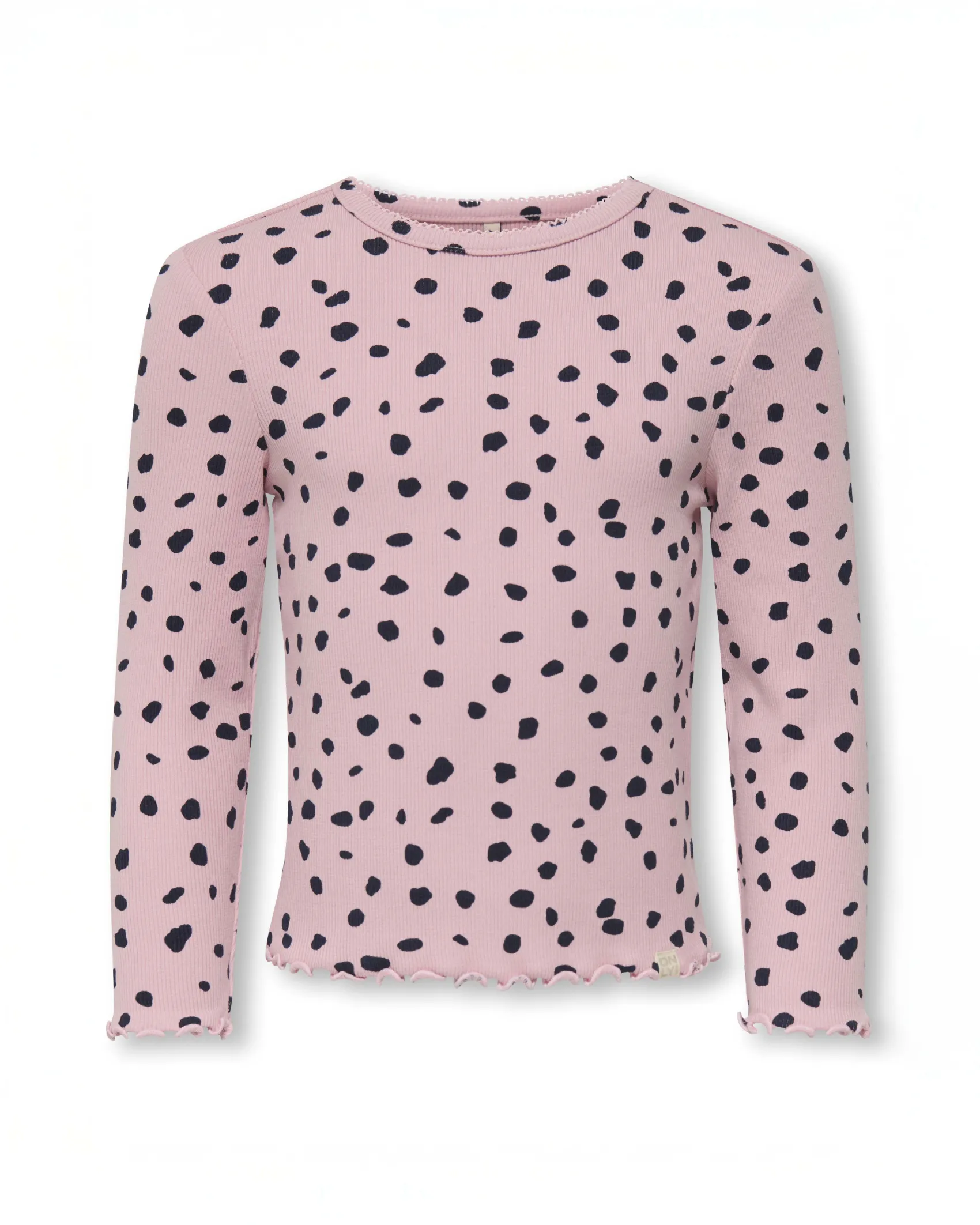 T-shirt Kids Only a maniche lunghe rosa a macchie nere