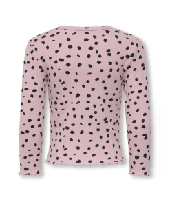 T-shirt Kids Only a maniche lunghe rosa a macchie nere